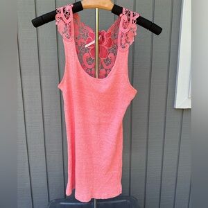 VGUC Free People Leather and Lace Pink tank size Small Petite
